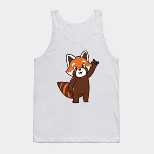 Cartoon red panda shows I love you - ASL hand gesture Tank Top